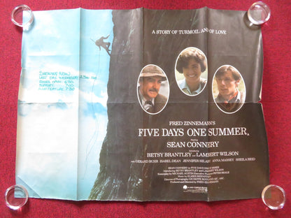 FIVE DAYS ONE SUMMMER UK QUAD (30"x 40") ROLLED POSTER SEAN CONNERY 1982 Rendezvous Cinema Movie posters