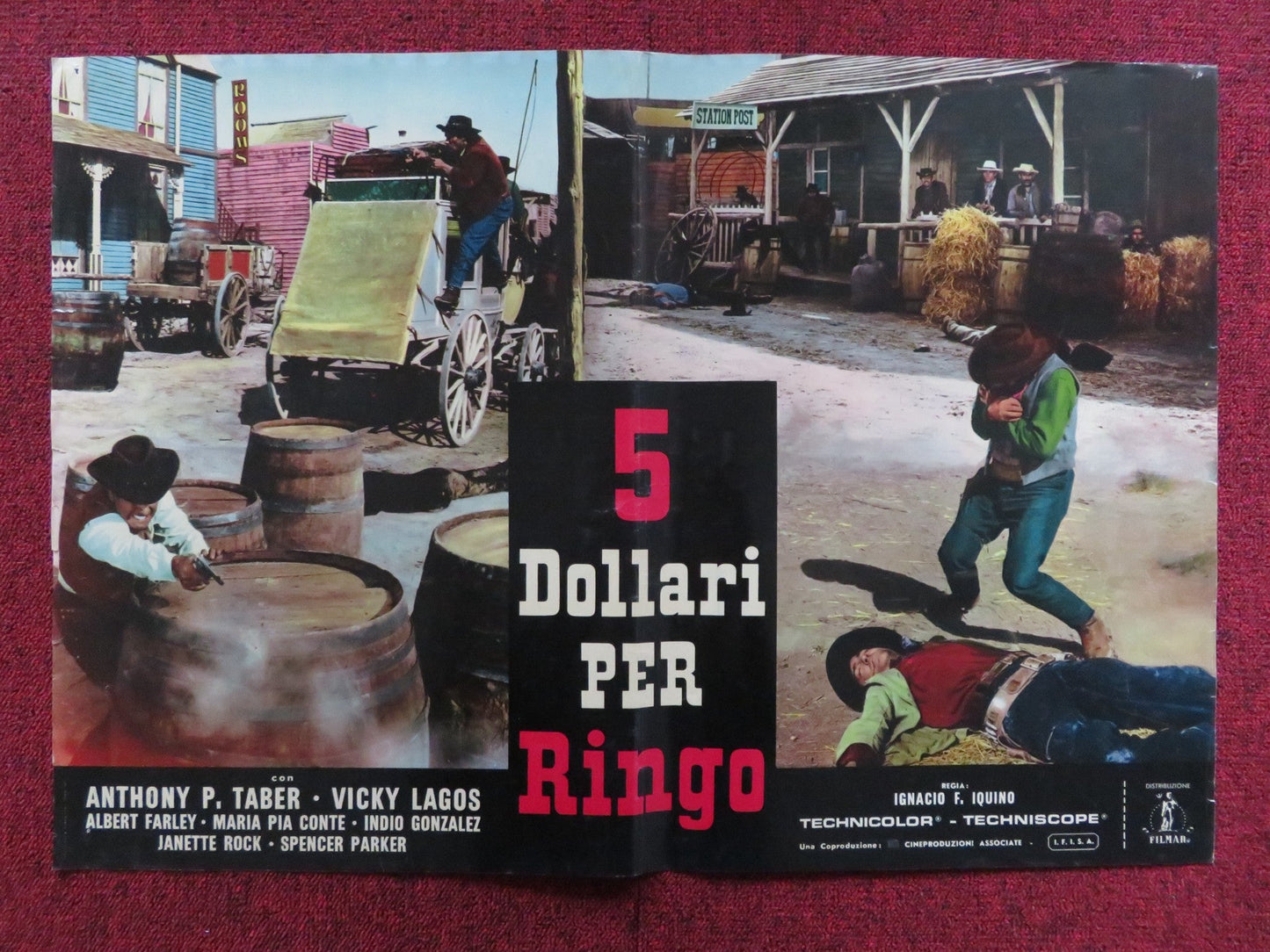 FIVE DOLLARS FOR RINGO - B ITALIAN FOTOBUSTA POSTER ANTHONY P. TABER LAGOS 1966 Rendezvous Cinema Movie posters