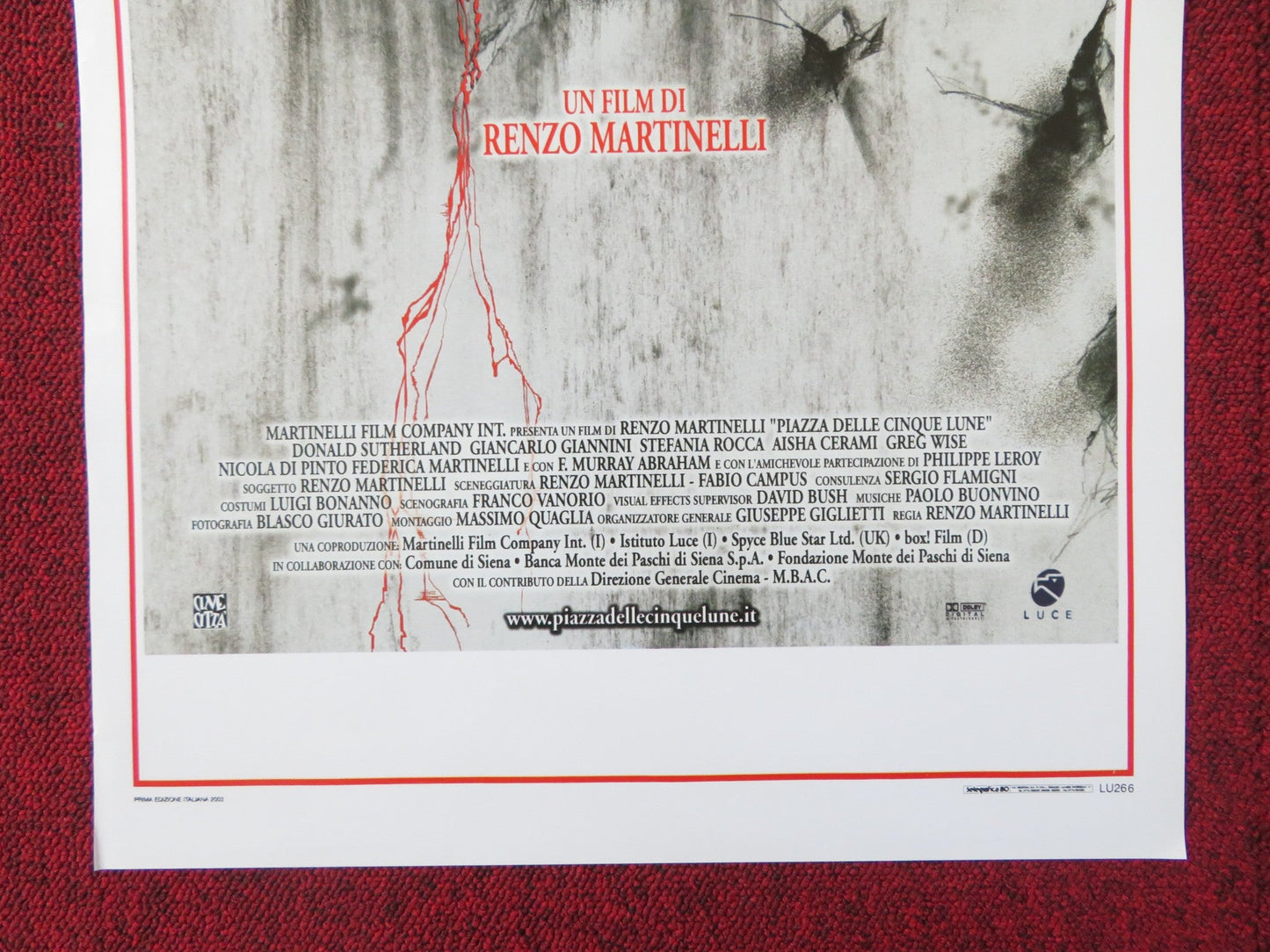 FIVE MOONS PLAZA ITALIAN LOCANDINA POSTER DONALD SUTHERLAND G. GIANNINI 2003 Rendezvous Cinema Movie posters