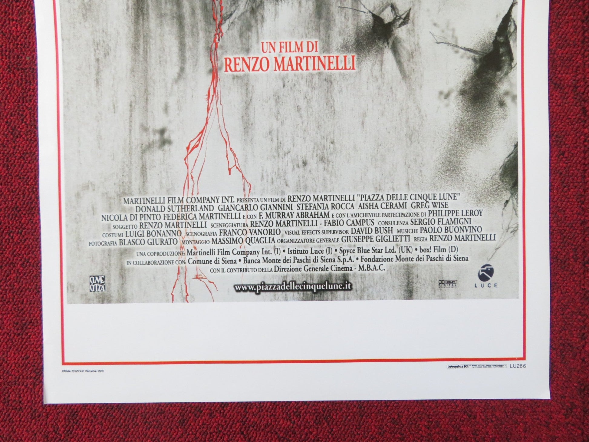FIVE MOONS PLAZA ITALIAN LOCANDINA POSTER DONALD SUTHERLAND G. GIANNINI 2003 Rendezvous Cinema Movie posters