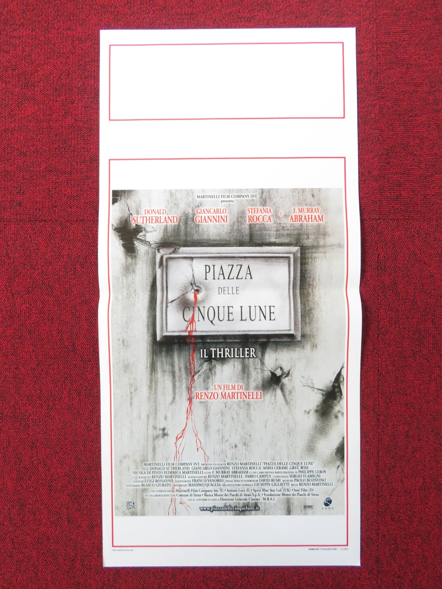 FIVE MOONS PLAZA ITALIAN LOCANDINA POSTER DONALD SUTHERLAND G. GIANNINI 2003 Rendezvous Cinema Movie posters