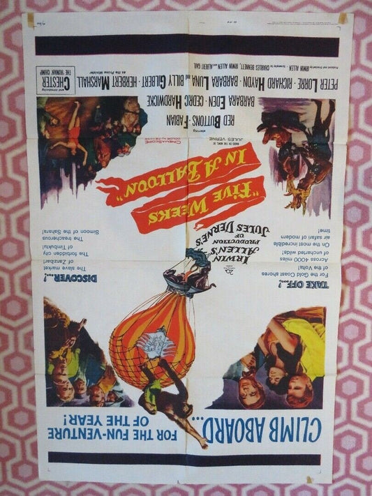 FIVES WEEKS IN A BALLOON US ONE SHEET POSTER PETER LORRE RED BUTTONS 1962 Movie posters