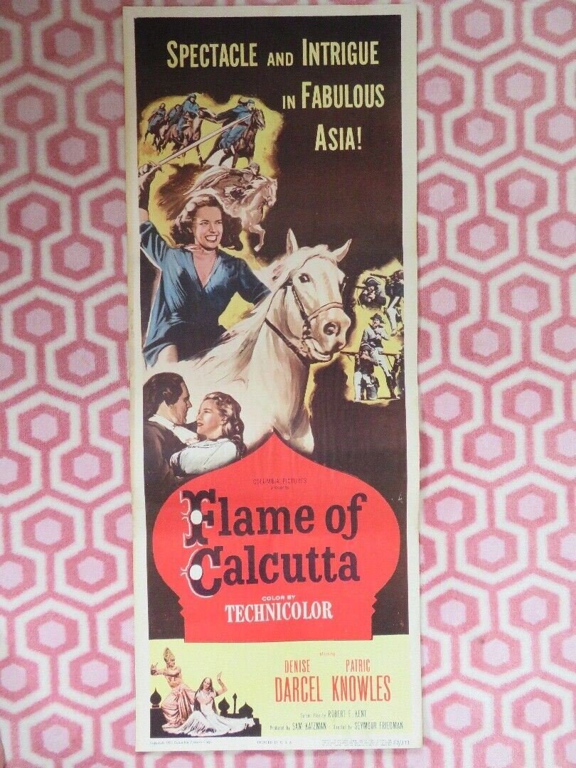 FLAME OF CALCUTTA US INSERT (14"x 36") POSTER DENIS DARCEL PATRIC KNOWLES 1953 - Rendezvous Cinema