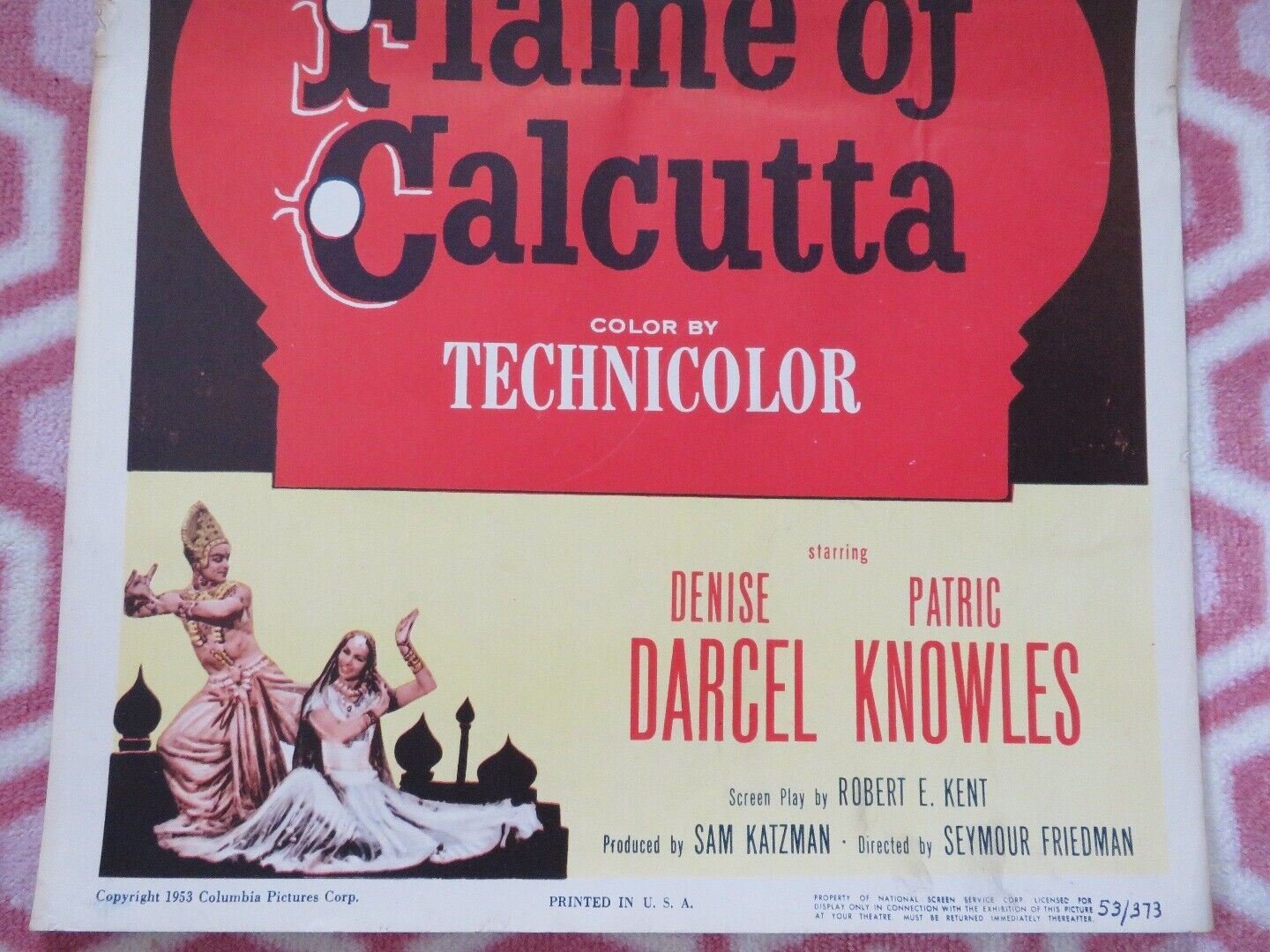 FLAME OF CALCUTTA US INSERT (14"x 36") POSTER DENIS DARCEL PATRIC KNOWLES 1953 - Rendezvous Cinema