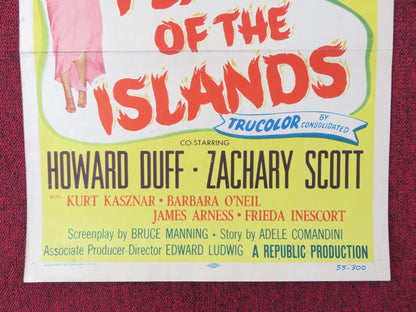 FLAME OF THE ISLANDS US INSERT (14"x 36") POSTER YVONNE DE CARLO H. DUFF 1955 Rendezvous Cinema Movie posters