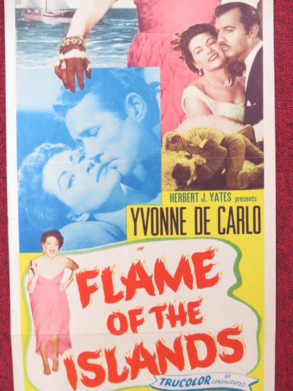 FLAME OF THE ISLANDS US INSERT (14"x 36") POSTER YVONNE DE CARLO H. DUFF 1955 Rendezvous Cinema Movie posters