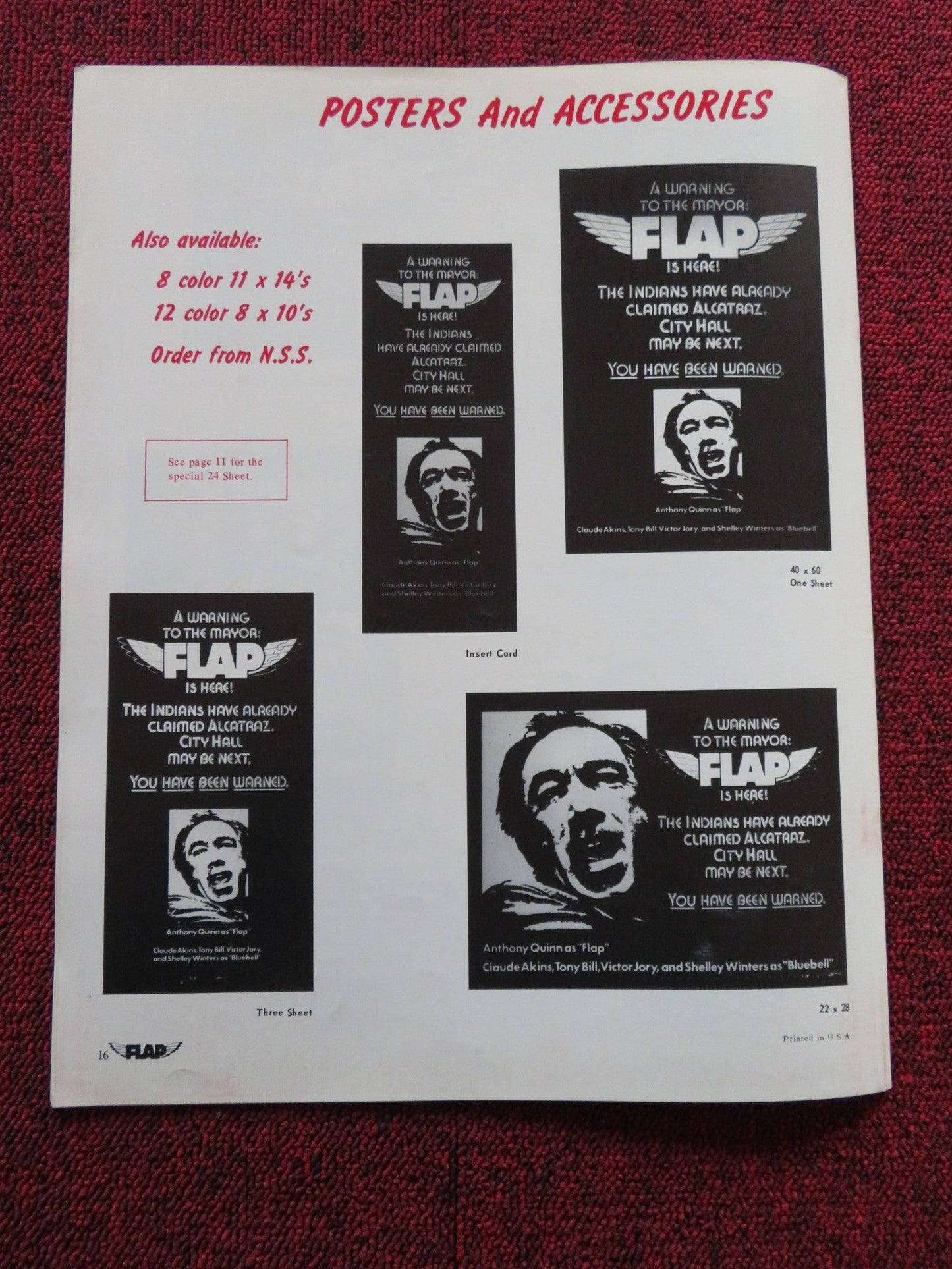 FLAP US PRESSBOOK UNCUT AND SUPPLEMENT ANTHONY QUINN CLAUDE AKINS 1970 Rendezvous Cinema Movie posters