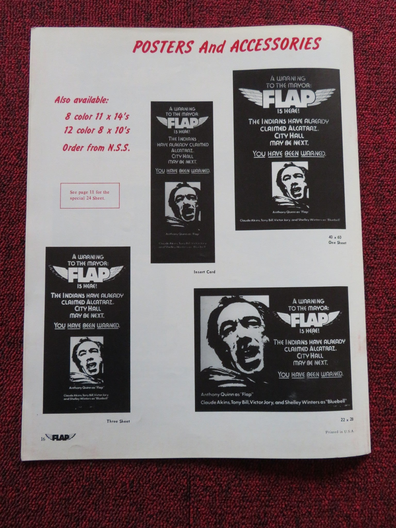 FLAP US PRESSBOOK UNCUT AND SUPPLEMENT ANTHONY QUINN CLAUDE AKINS 1970 Rendezvous Cinema Movie posters
