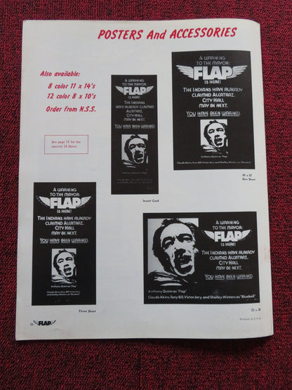 FLAP US PRESSBOOK UNCUT AND SUPPLEMENT ANTHONY QUINN CLAUDE AKINS 1970 Rendezvous Cinema Movie posters