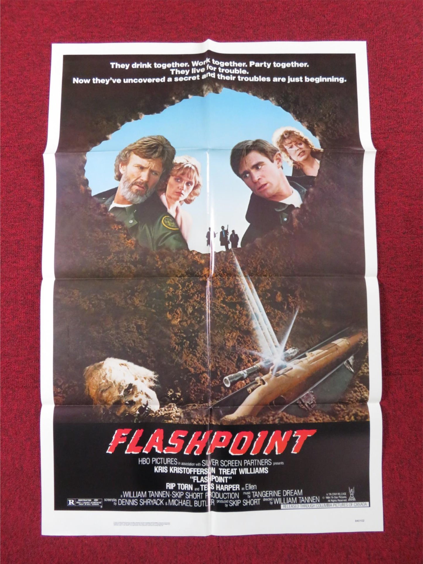 FLASHPOINT FOLDED US ONE SHEET POSTER KRIS KRISTOFFERSON TREAT WILLIAMS 1984 Rendezvous Cinema Movie posters