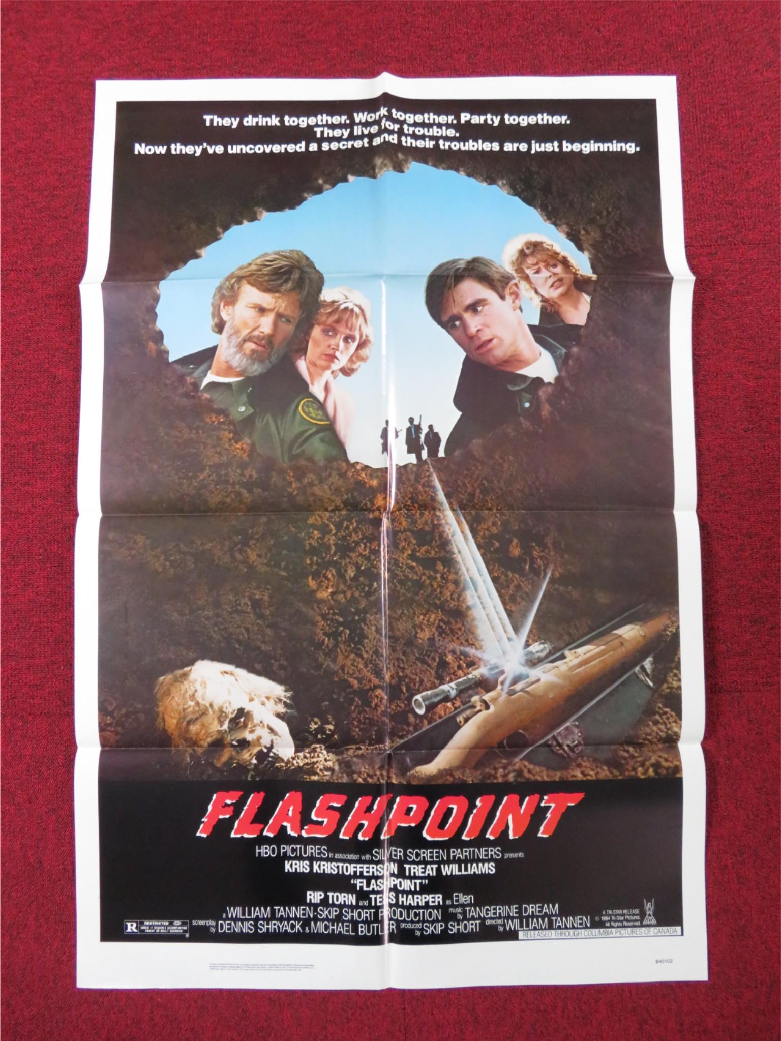 FLASHPOINT FOLDED US ONE SHEET POSTER KRIS KRISTOFFERSON TREAT WILLIAMS 1984 Rendezvous Cinema Movie posters