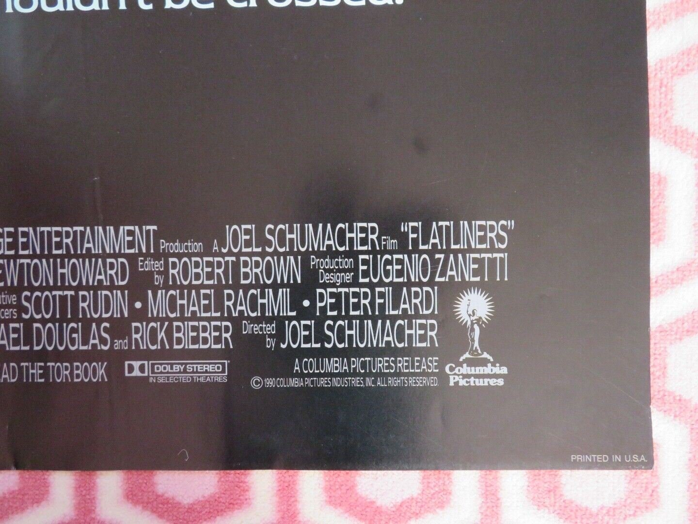 FLATLINERS FOLDED US ONE SHEET POSTER KIEFER SUTHERLAND JULIA ROBERTS 1990 Movie posters