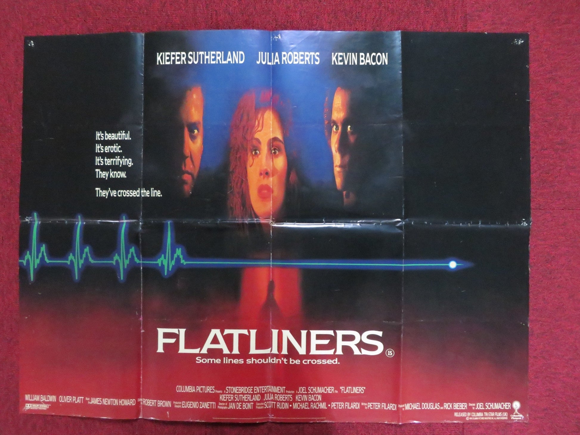 FLATLINERS UK QUAD POSTER FOLDED SUTHERLAND JULIA ROBERTS KEVIN BACON 1990 Rendezvous Cinema Movie posters