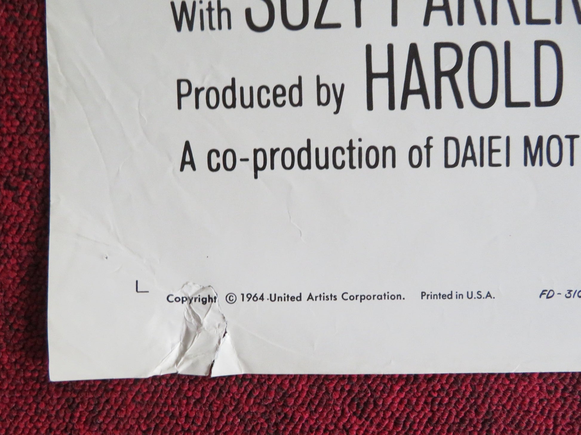 FLIGHT FROM ASHIYA FOLDED US ONE SHEET POSTER YUL BRYNER RICHARD WIDMARK 1964 Rendezvous Cinema Movie posters