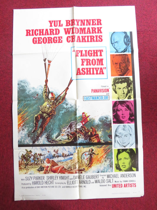 FLIGHT FROM ASHIYA FOLDED US ONE SHEET POSTER YUL BRYNER RICHARD WIDMARK 1964 Rendezvous Cinema Movie posters