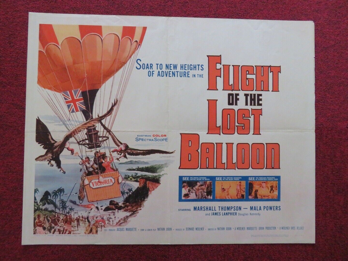 FLIGHT OF THE LOST BALLOON US HALF SHEET (22"x 28") POSTER MALA POWERS 1961 Movie posters
