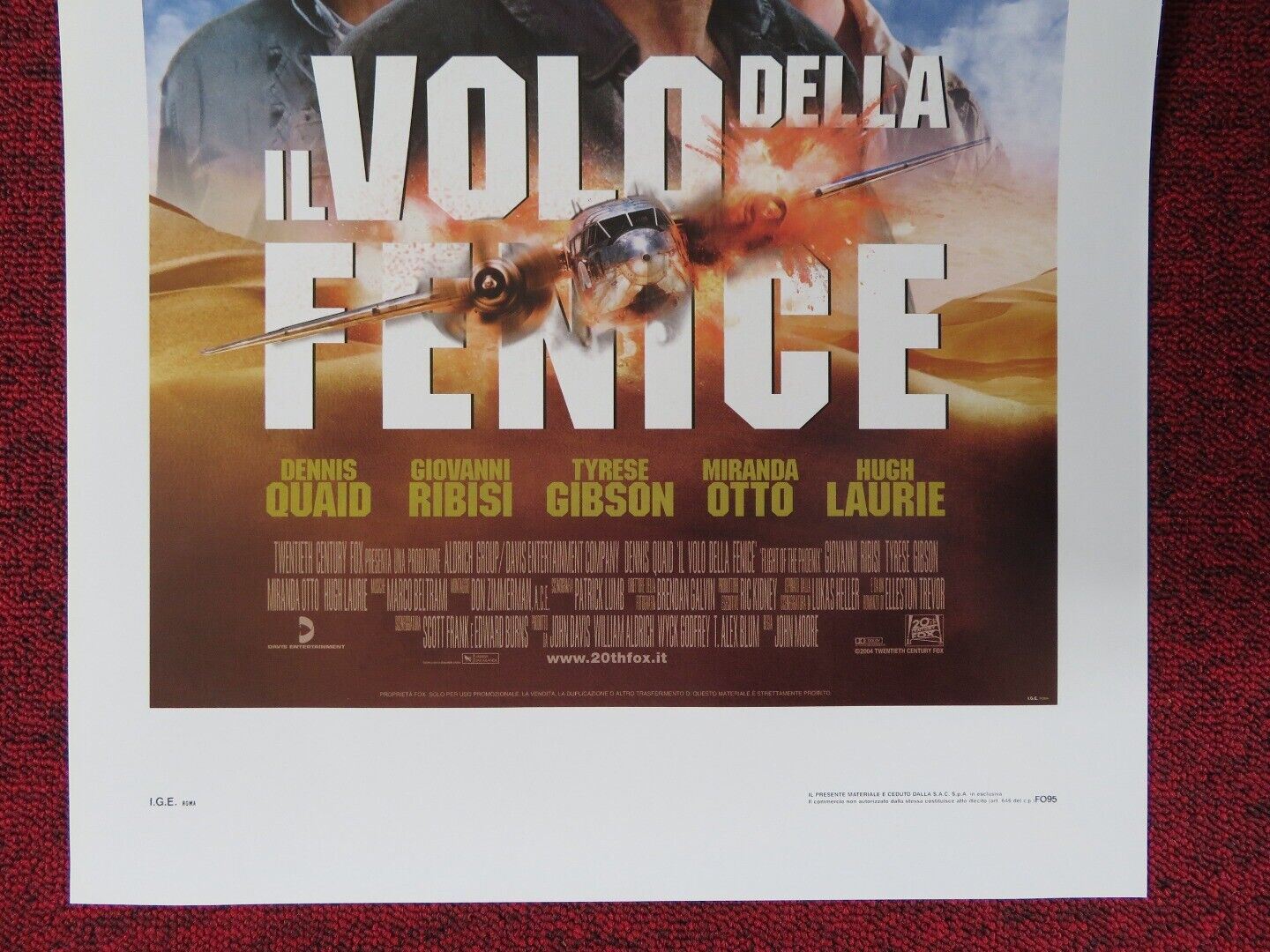FLIGHT OF THE PHOENIX ITALIAN LOCANDINA (27.5"x13") POSTER DENNIS QUAID 2004 Movie posters