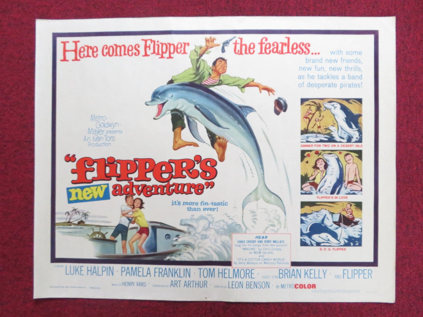 FLIPPER'S NEW ADVENTURE US HALF SHEET (22"x 28") POSTER HALPIN FRANKLIN 1964 Rendezvous Cinema Movie posters