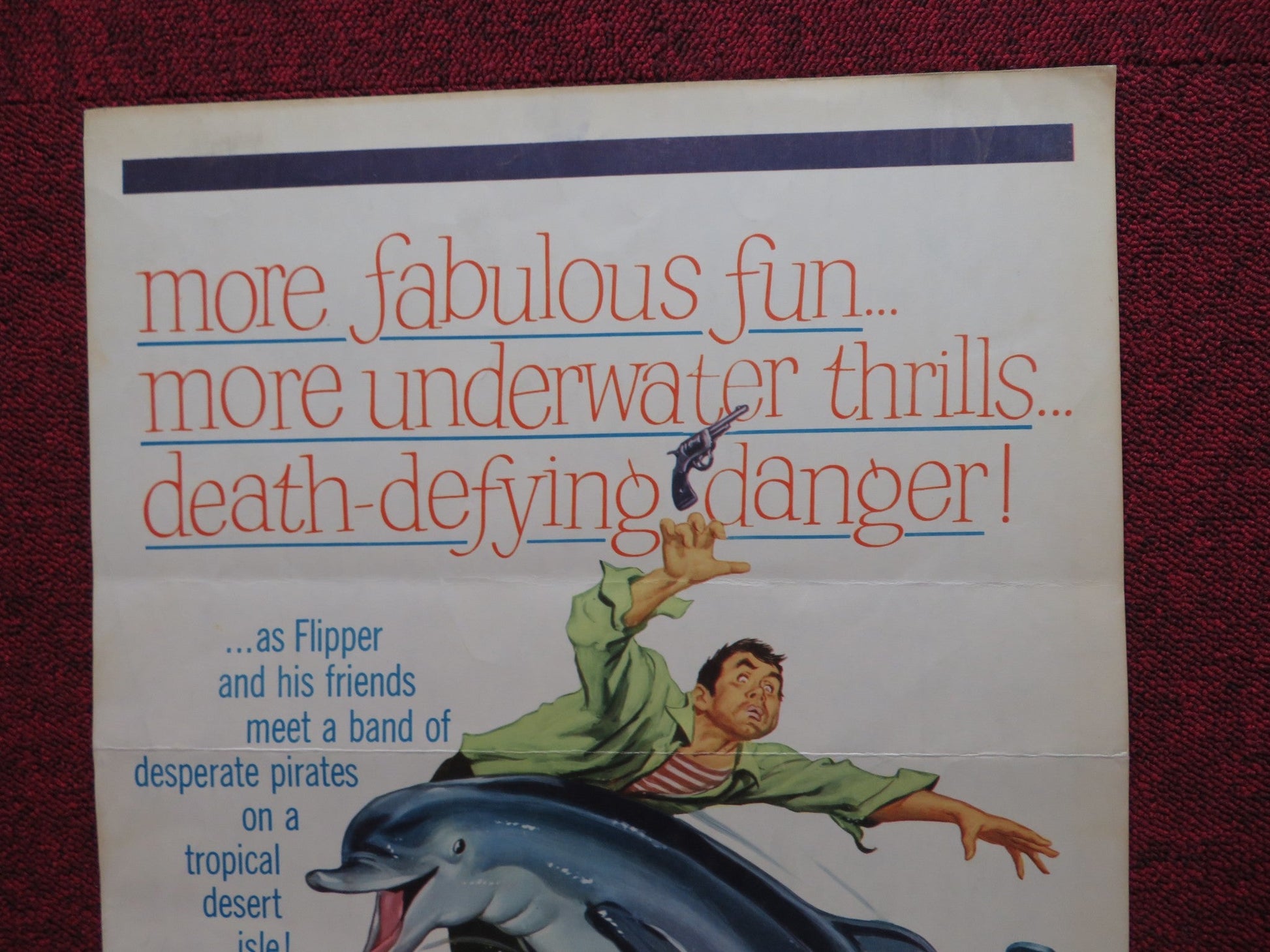 FLIPPER'S NEW ADVENTURE US INSERT (14"x 36") POSTER LUKE HALPIN BRIAN KELLY 1964 Rendezvous Cinema Movie posters