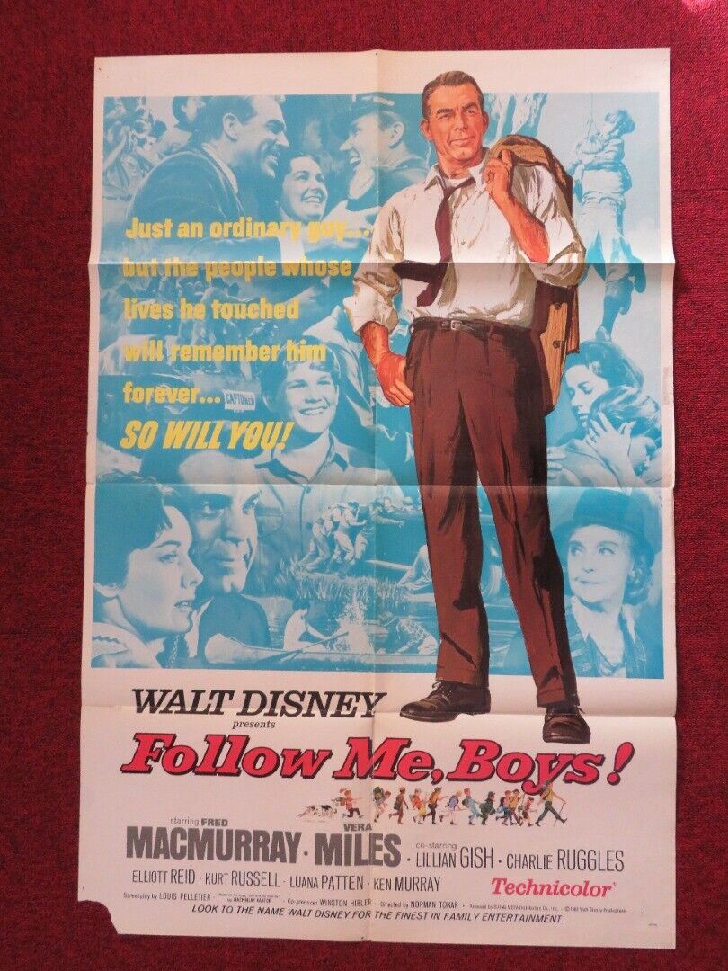 FOLLOW ME BOYS FOLDED US ONE SHEET POSTER DISNEY FRED MACMURRAY VERA MILES 1966 Movie posters