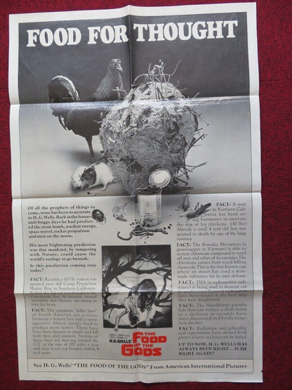 FOOD OF THE GODS FOLDED US ONE SHEET POSTER H.G. WELLS MARJOE GORTNER 1976 - Rendezvous Cinema