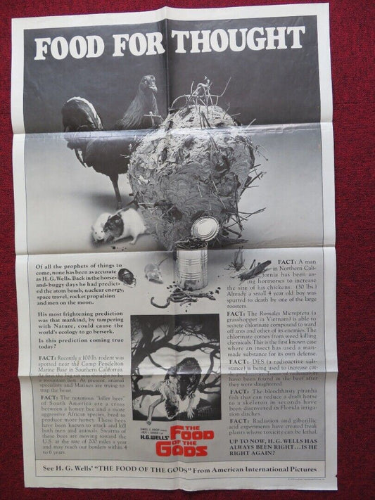 FOOD OF THE GODS FOLDED US ONE SHEET POSTER H.G. WELLS MARJOE GORTNER 1976 - Rendezvous Cinema