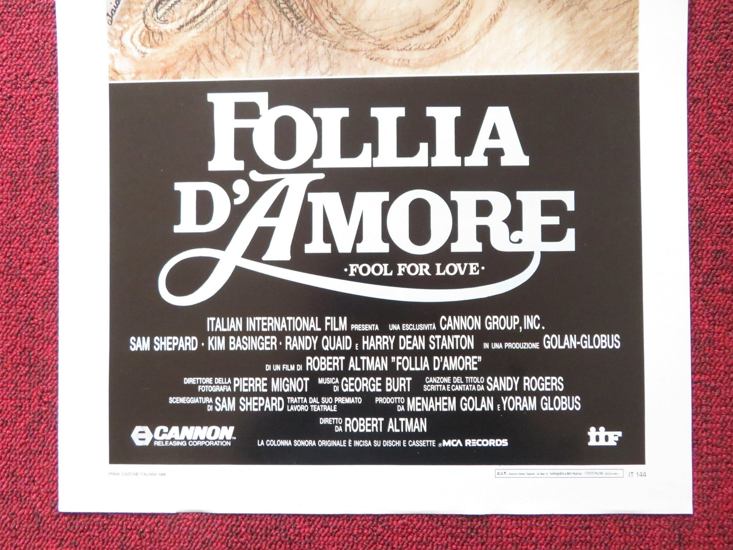 FOOL FOR LOVE ITALIAN LOCANDINA POSTER CANNON KIM BASINGER SAM SHEPARD 1986 Rendezvous Cinema Movie posters