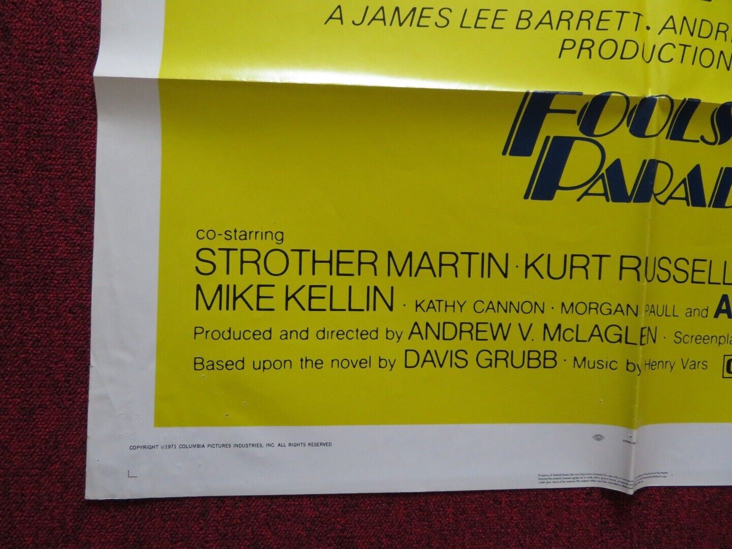 FOOLS' PARADE FOLDED US ONE SHEET POSTER JAMES STEWART GEORGE KENNEDY 1971 - Rendezvous Cinema