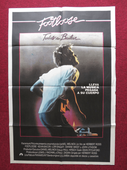 FOOTLOOSE FOLDED ARGENTINA ONE SHEET POSTER KEVIN BACON JOHN LITHGOW 1985 Rendezvous Cinema Movie posters