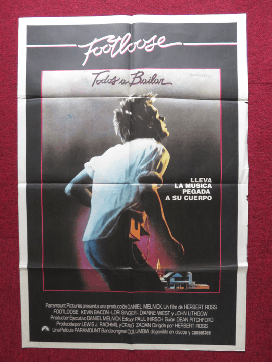 FOOTLOOSE FOLDED ARGENTINA ONE SHEET POSTER KEVIN BACON JOHN LITHGOW 1985 Rendezvous Cinema Movie posters