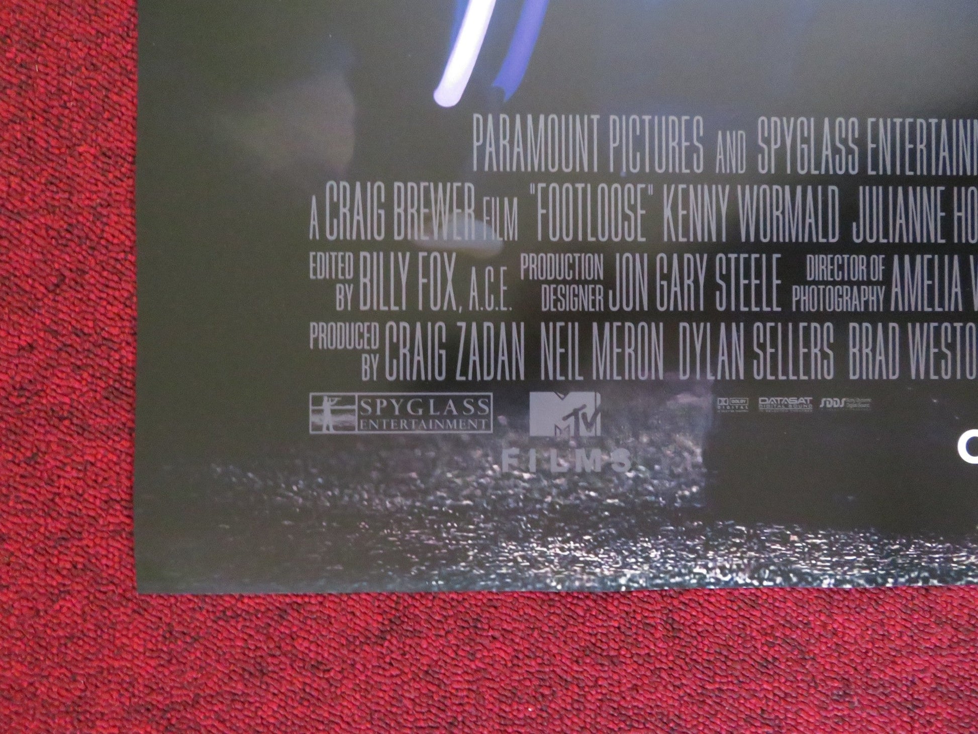 FOOTLOOSE US ONE SHEET ROLLED POSTER KENNY WORMALD JULIANNE HOUGH 2011 Rendezvous Cinema Movie posters