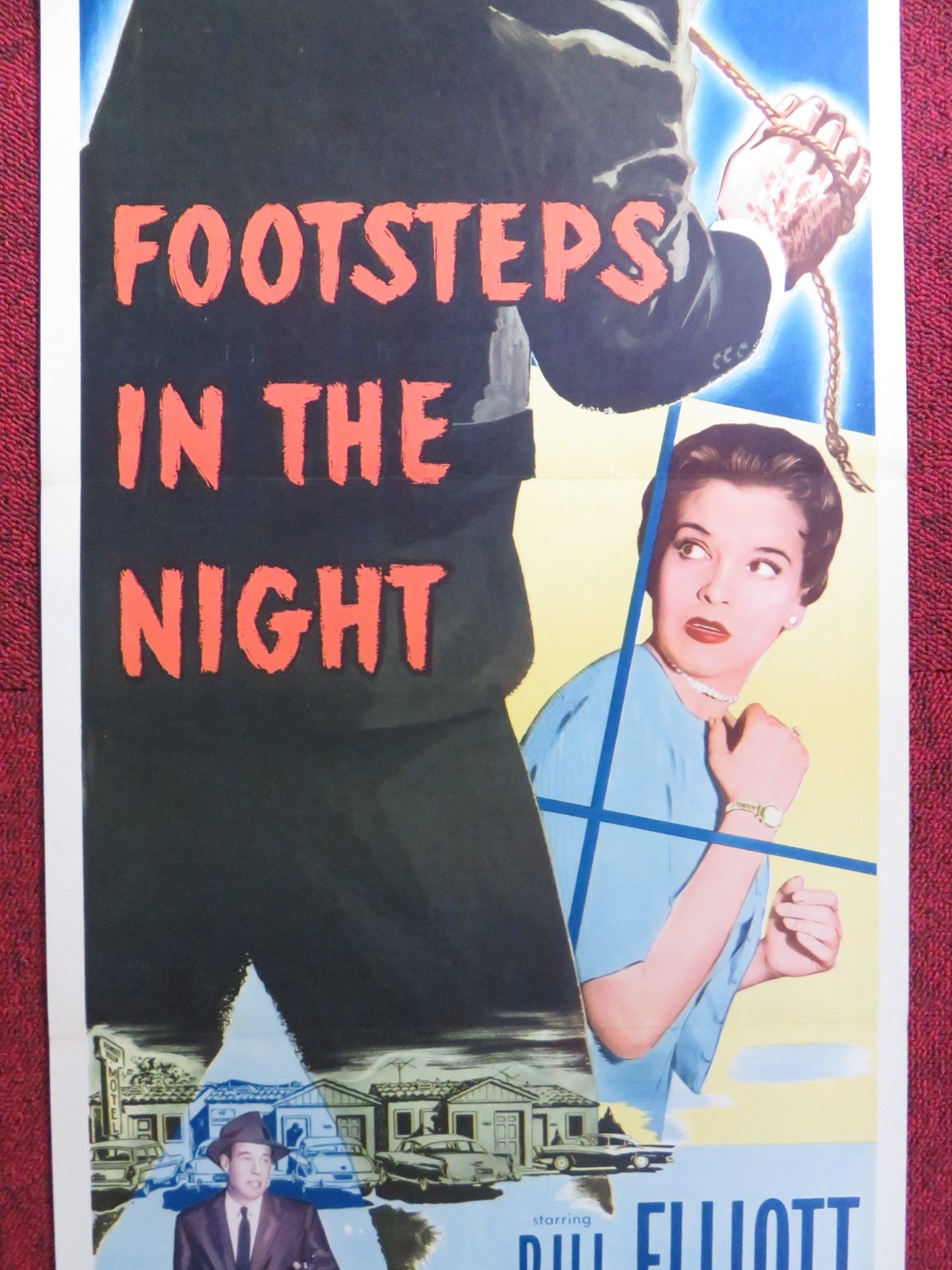 FOOTSTEPS IN THE NIGHT US INSERT (14"x 36") POSTER BILL ELLIOTT HAGGERTY 1957 Rendezvous Cinema Movie posters