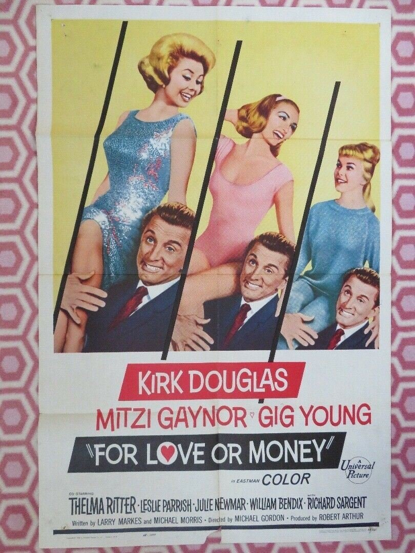 FOR LOVE OR MONEY US ONE SHEET POSTER THELMA RITTER KIRK DOUGLAS 1963 Movie posters