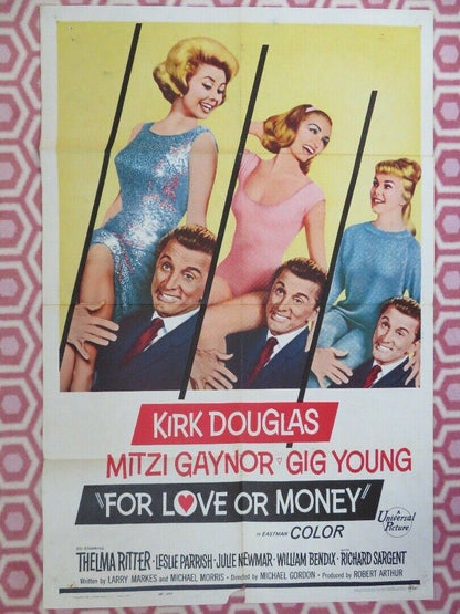FOR LOVE OR MONEY US ONE SHEET POSTER THELMA RITTER KIRK DOUGLAS 1963 Movie posters