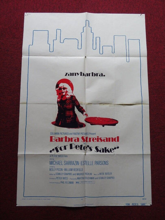 FOR PETE'S SAKE FOLDED US ONE SHEET POSTER BARBARA STREISAND M. SARRAZIN 1974 Movie posters
