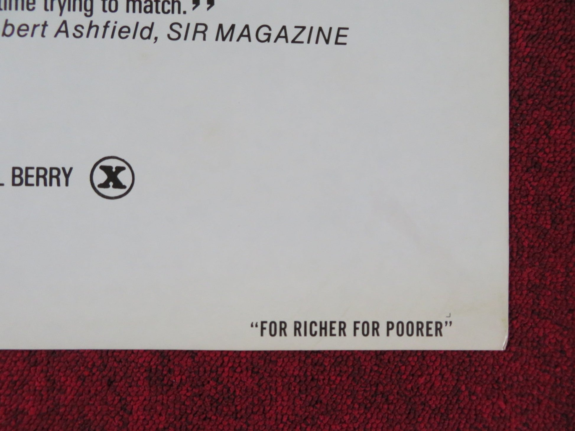 FOR RICHER FOR POORER US TRI FOLDED ONE SHEET ROLLED POSTER GEORGINA SPELVIN '79 Rendezvous Cinema Movie posters