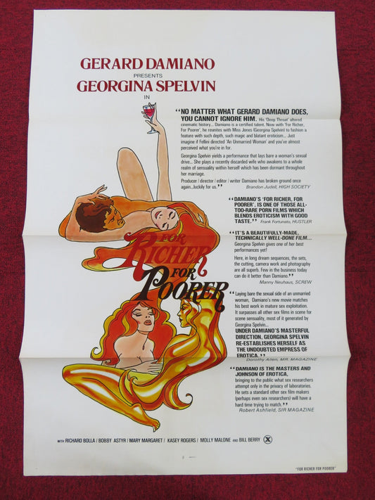 FOR RICHER FOR POORER US TRI FOLDED ONE SHEET ROLLED POSTER GEORGINA SPELVIN '79 Rendezvous Cinema Movie posters