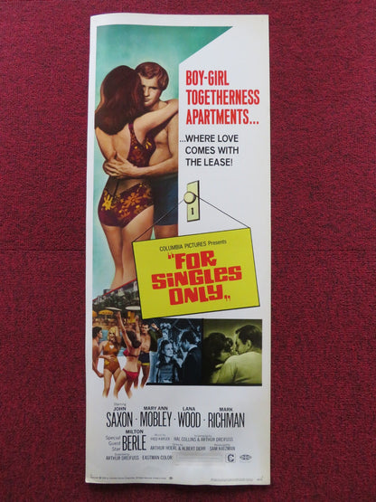 FOR SINGLES ONLY US INSERT (14"x 36") POSTER JOHN SAXON MARY ANN MOBLEY 1968 Rendezvous Cinema Movie posters