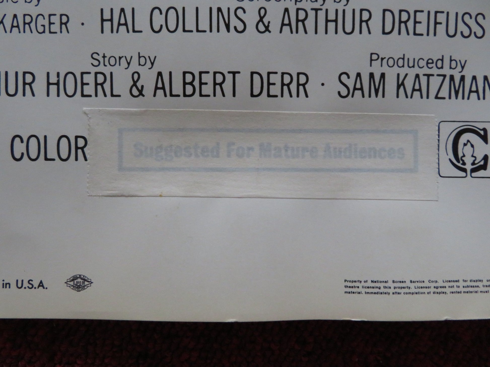 FOR SINGLES ONLY US INSERT (14"x 36") POSTER JOHN SAXON MARY ANN MOBLEY 1968 Rendezvous Cinema Movie posters