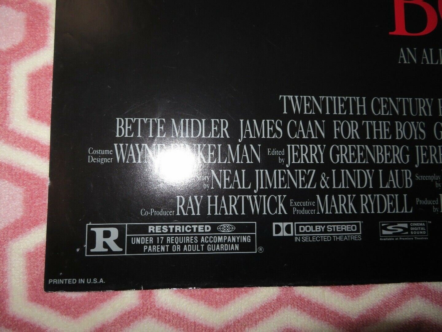 FOR THE BOYS US ONE SHEET POSTER BETTE MIDLER JAMES CAAN 1991 Movie posters