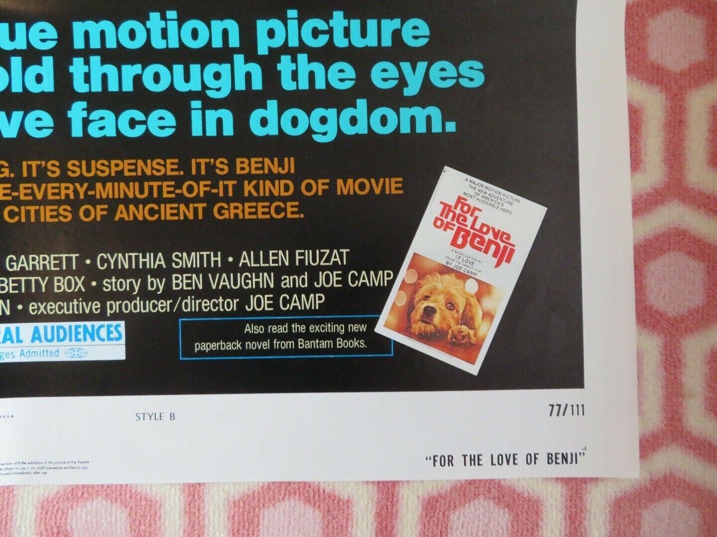 FOR THE LOVE OF BENJI STYLE B US ONE SHEET POSTER PATSY GARRETT 1977 Movie posters