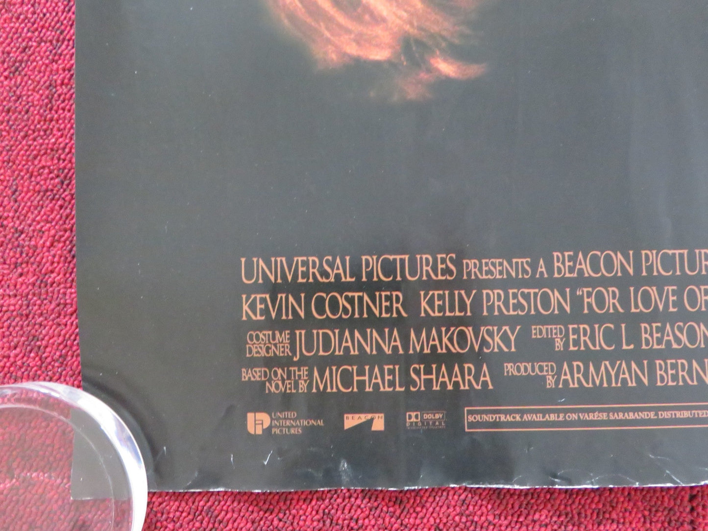 FOR THE LOVE OF THE GAME UK QUAD (30"x 40") ROLLED POSTER KEVIN COSTNER 1999 Rendezvous Cinema Movie posters