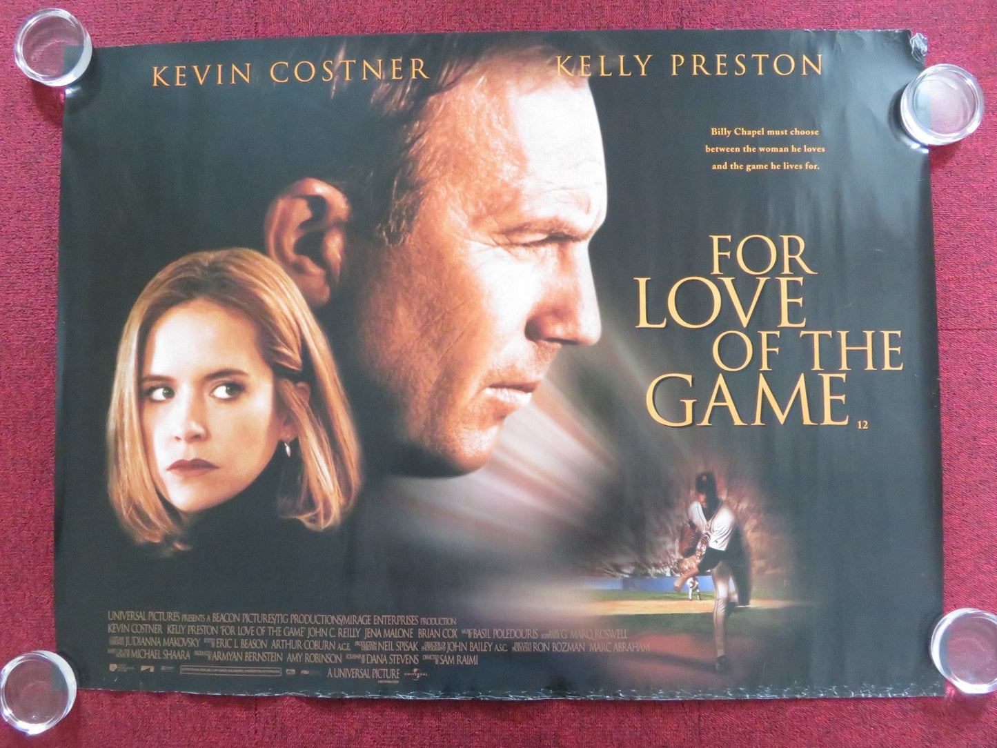 FOR THE LOVE OF THE GAME UK QUAD (30"x 40") ROLLED POSTER KEVIN COSTNER 1999 Rendezvous Cinema Movie posters