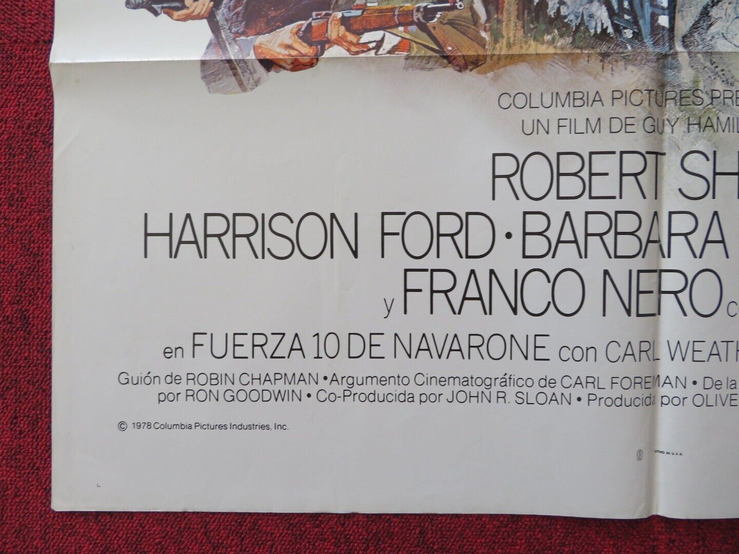 FORCE 10 FROM NAVARONE SPANISH ONE SHEET FOLDED POSTER HARRISON FORD ROBERT SHAW - Rendezvous Cinema