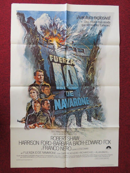 FORCE 10 FROM NAVARONE SPANISH ONE SHEET FOLDED POSTER HARRISON FORD ROBERT SHAW - Rendezvous Cinema