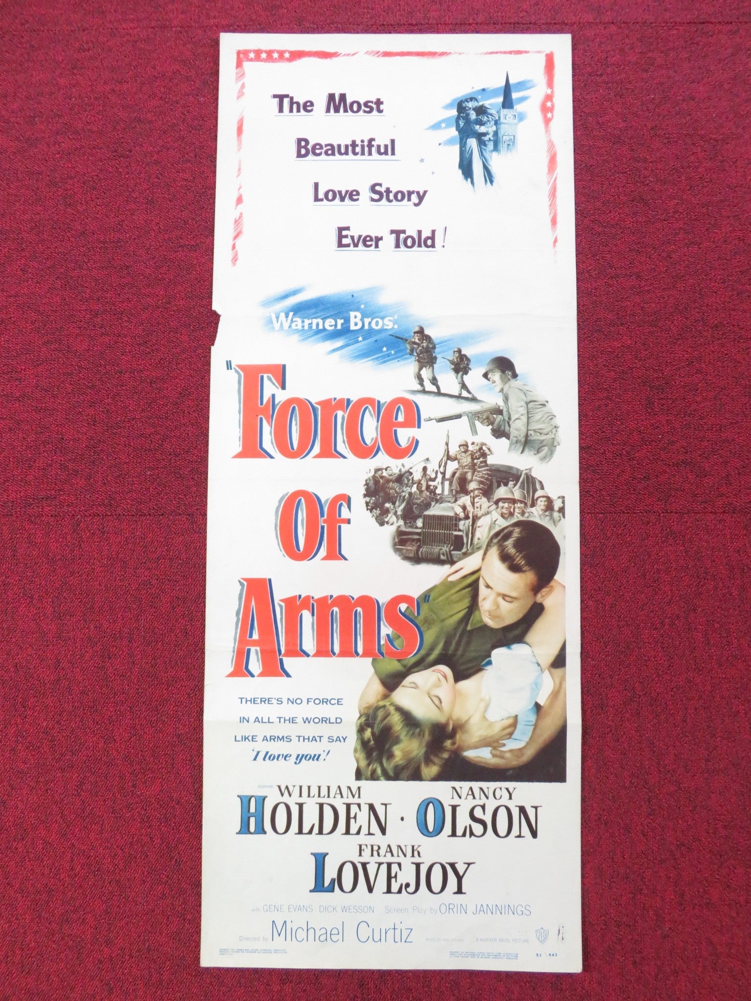 FORCE OF ARMS US INSERT (14"x 36") POSTER WILLIAM HOLDEN NANCY OLSON 1951 Rendezvous Cinema Movie posters