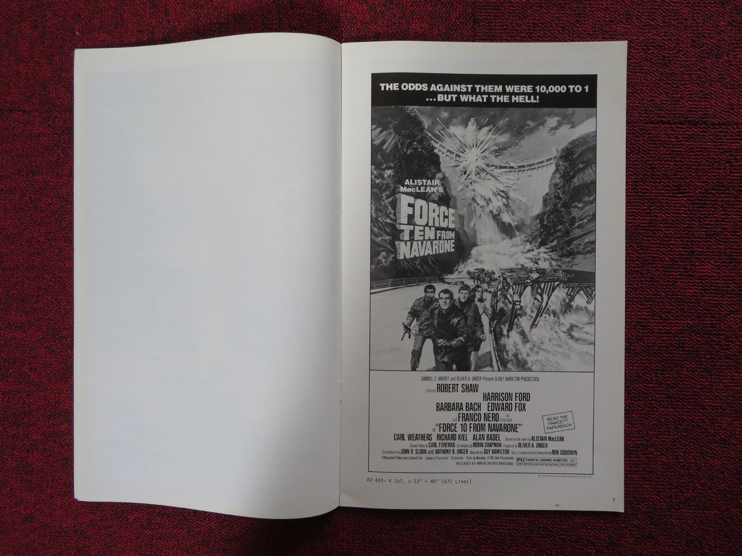 FORCE TEN FROM NAVARONE - PRESSBOOK UNCUT AMERICAN INTERNATIONAL ROBERT SHAW 1978 Rendezvous Cinema Movie posters
