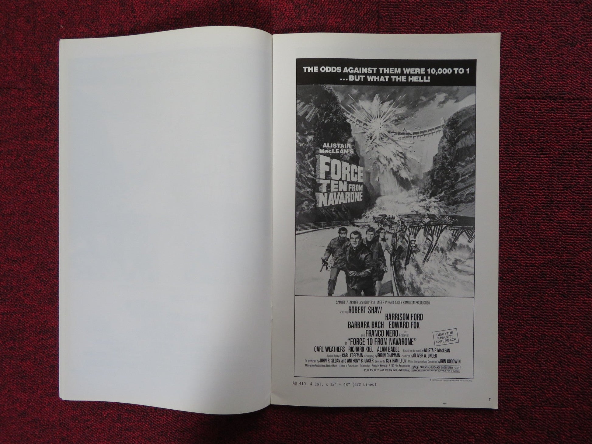 FORCE TEN FROM NAVARONE - PRESSBOOK UNCUT AMERICAN INTERNATIONAL ROBERT SHAW 1978 Rendezvous Cinema Movie posters