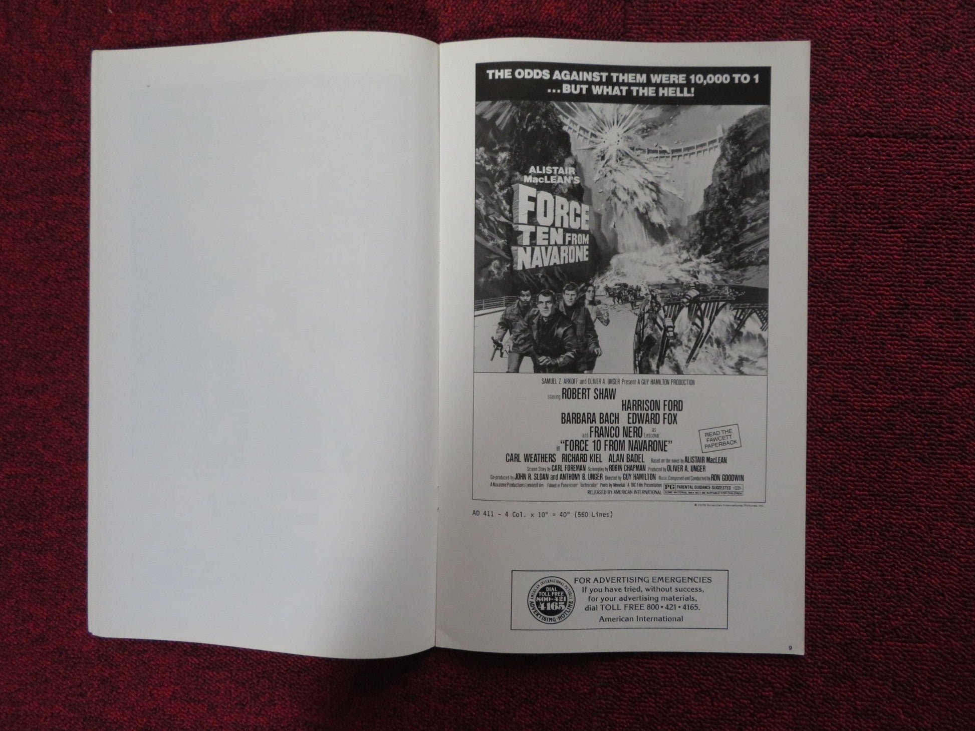 FORCE TEN FROM NAVARONE - PRESSBOOK UNCUT AMERICAN INTERNATIONAL ROBERT SHAW 1978 Rendezvous Cinema Movie posters
