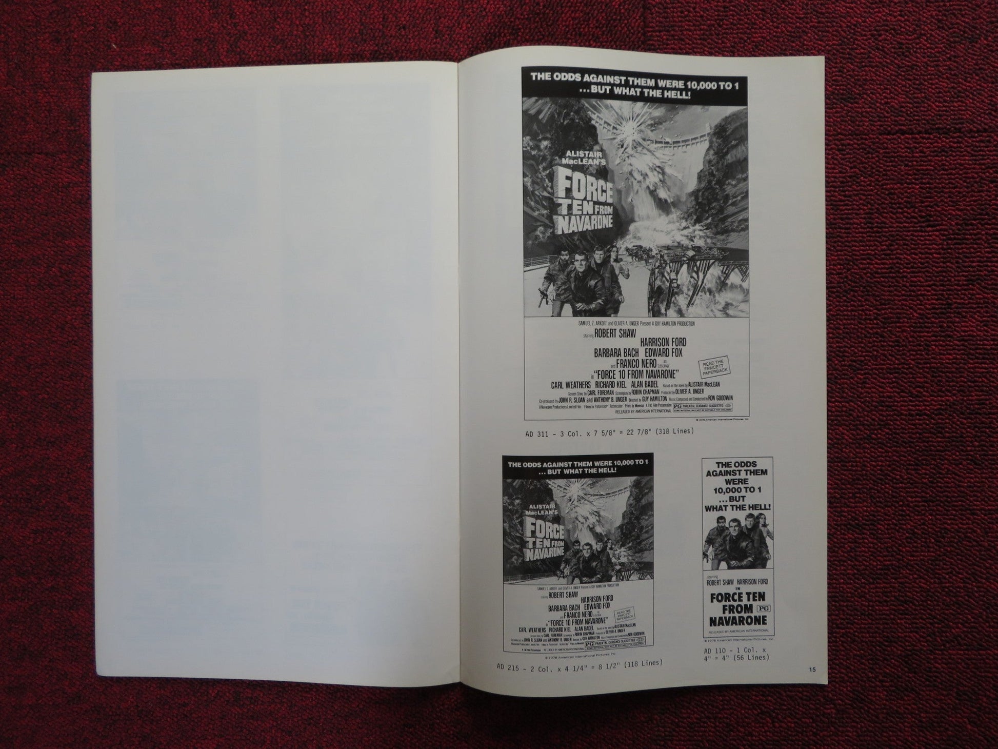 FORCE TEN FROM NAVARONE - PRESSBOOK UNCUT AMERICAN INTERNATIONAL ROBERT SHAW 1978 Rendezvous Cinema Movie posters